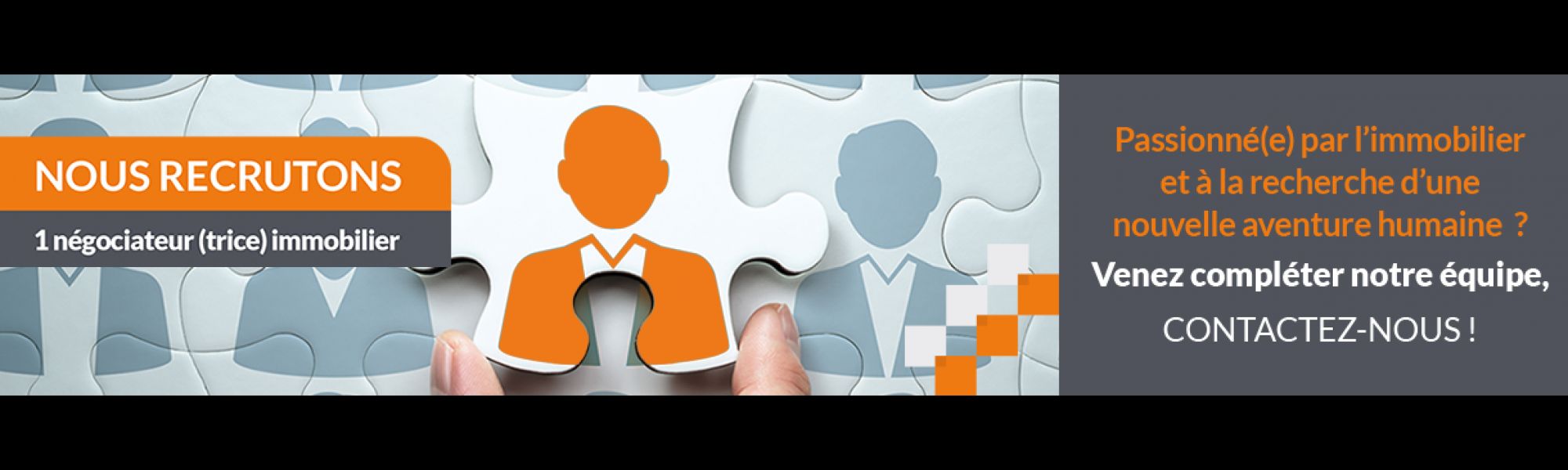 Dans le cadre de notre développement, nous recherchons un(e) conseiller / conseillère transaction en Immobilier (H/F). Rejoignez-nous !